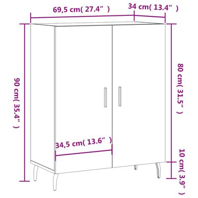 vidaXL Aparador de madera de ingeniería roble Sonoma 69,5x34x90 cm