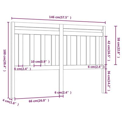 vidaXL Cabecero de cama madera maciza de pino blanco 146x4x100 cm