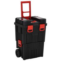 vidaXL Carrito de herramientas de polipropileno negro y rojo