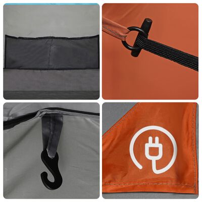 vidaXL Tienda de camping con túnel 4 personas impermeable gris naranja