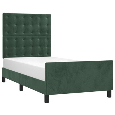 vidaXL Estructura cama con cabecero terciopelo verde oscuro 90x190 cm
