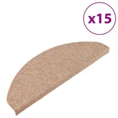 vidaXL Alfombrilla autoadhesiva de escalera 15 uds beige 65x22,5x3,5cm