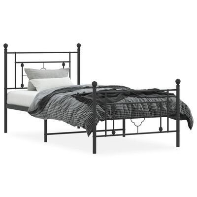 vidaXL Estructura de cama con cabecero y estribo metal negro 100x200cm