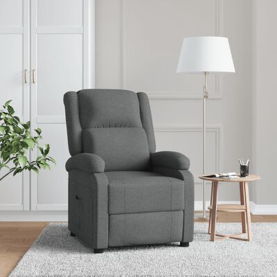 vidaXL Sillón reclinable de tela gris oscuro