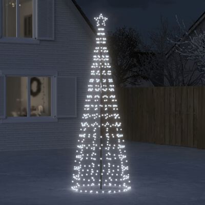 vidaXL Árbol de Navidad cono con estacas 570 LEDs blanco frío 300 cm