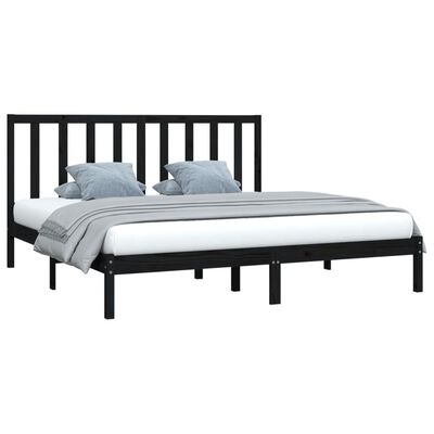 vidaXL Estructura de cama de madera maciza de pino negra 200x200 cm