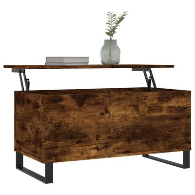 vidaXL Mesa de centro madera contrachapada roble ahumado 90x44,5x45 cm