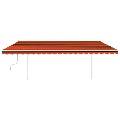 vidaXL Toldo manual retráctil con postes naranja y marrón 5x3 m