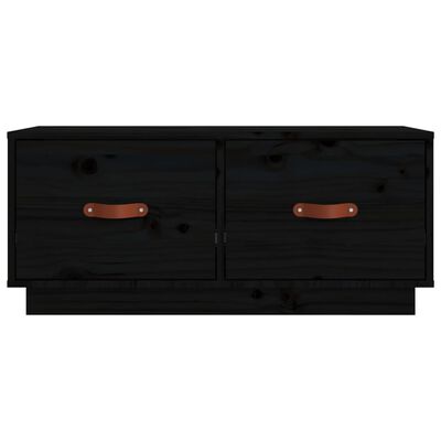 vidaXL Mueble de TV de madera maciza de pino negro 80x34x35 cm