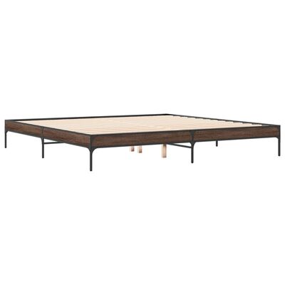 vidaXL Estructura cama madera ingeniería metal marrón roble 200x200 cm