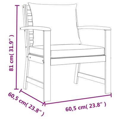 vidaXL Juego comedor jardín con cojines 9 piezas madera maciza acacia