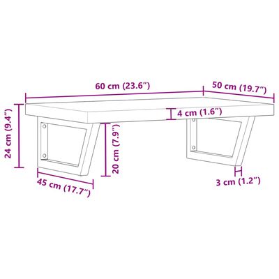 vidaXL Estante de lavabo de pared acero y madera maciza de acacia