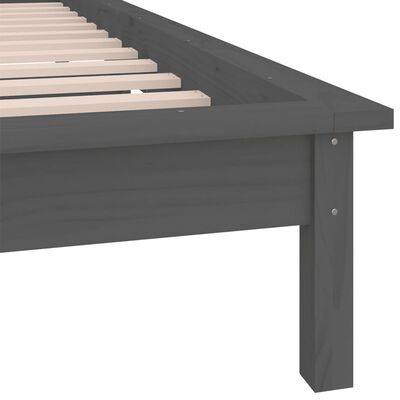 vidaXL Estructura de cama con LED madera maciza gris 75x190 cm