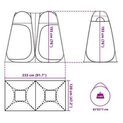 vidaXL Tienda de privacidad pop-up impermeable verde