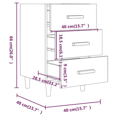 vidaXL Mesita de noche madera de ingeniería gris hormigón 40x40x66 cm