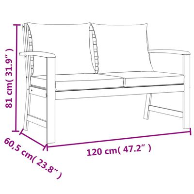 vidaXL Juego comedor jardín con cojines 9 piezas madera maciza acacia