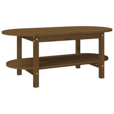 vidaXL Mesa de centro madera maciza de pino marrón miel 110x55x45 cm