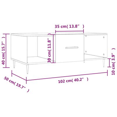 vidaXL Mesa de centro madera contrachapada gris hormigón 102x50x40 cm