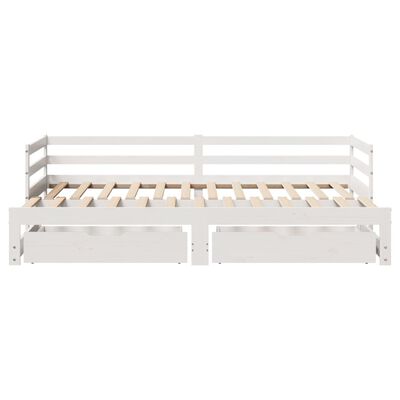 vidaXL Sofá cama nido con cajones madera maciza pino blanca 90x190 cm