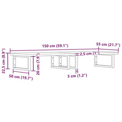 vidaXL Estante de lavabo de pared de acero y madera maciza de haya