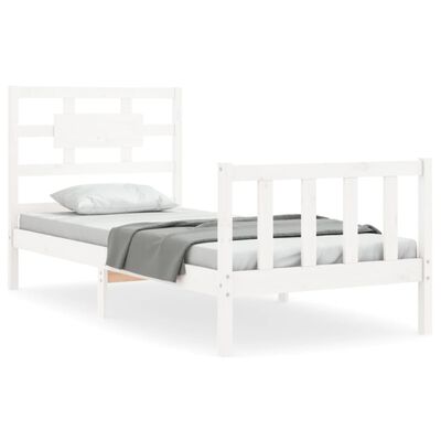 vidaXL Estructura de cama con cabecero madera maciza blanco 90x200 cm