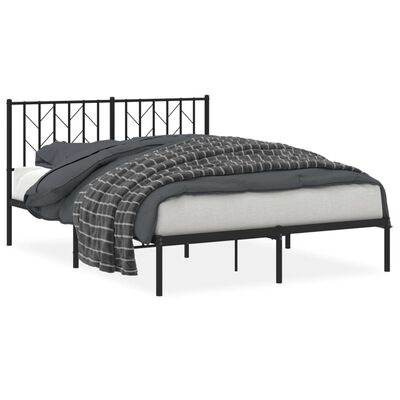 vidaXL Estructura de cama con cabecero metal negro 140x200 cm