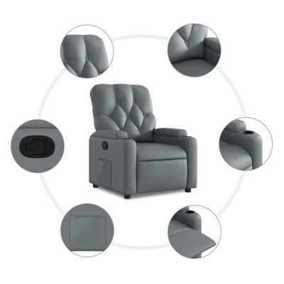 vidaXL Sillón reclinable de cuero sintético gris