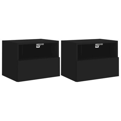 vidaXL Muebles de pared TV 2 uds madera ingeniería negro 40x30x30 cm