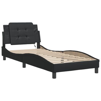 vidaXL Estructura cama con luces LED cuero sintético negro 80x200 cm