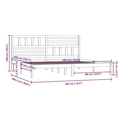 vidaXL Estructura de cama sin colchón madera maciza de pino 180x200 cm