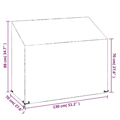 vidaXL Funda para banco de jardín 8 ojales polietileno 130x70x70/88 cm