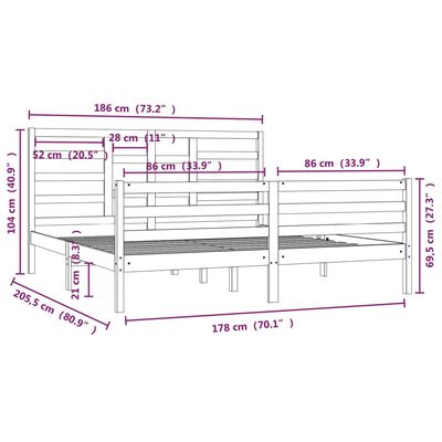 vidaXL Estructura de cama madera maciza blanco Supe King 180x200 cm