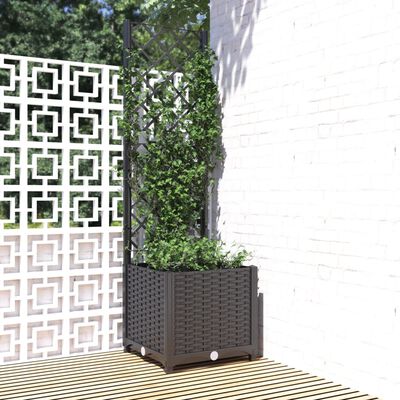 vidaXL Jardinera con enrejado PP negro 40x40x136 cm