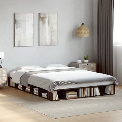 vidaXL Estructura de cama madera de ingeniería marrón roble 160x200 cm