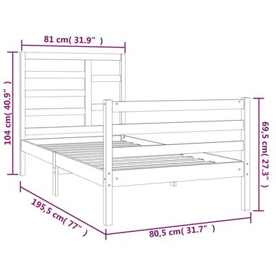 vidaXL Estructura de cama madera maciza 75x190 cm