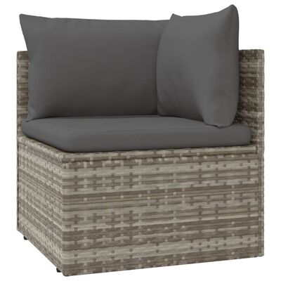 vidaXL Set de muebles de jardín 7 pzas y cojines ratán sintético gris