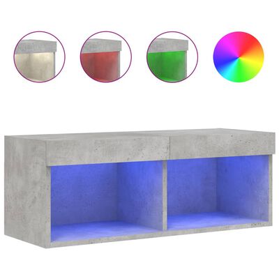 vidaXL Mueble para TV con luces LED gris hormigón 80x30x30 cm