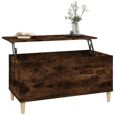 vidaXL Mesa de centro madera contrachapada roble ahumado 90x44,5x45 cm