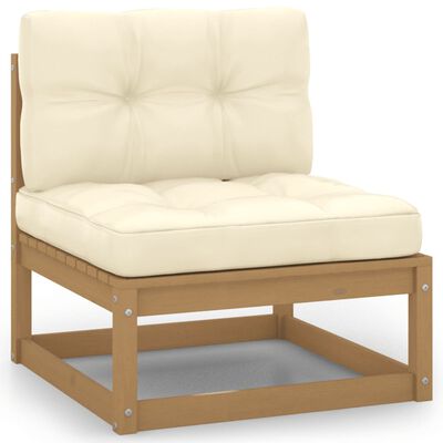 vidaXL Set de muebles de jardín 11 pzs cojines madera pino marrón miel