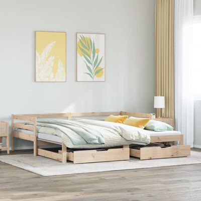 vidaXL Sofá cama nido con cajones madera maciza pino blanca 80x200 cm