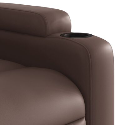 vidaXL Sillón de masaje elevable eléctrico cuero sintético marrón