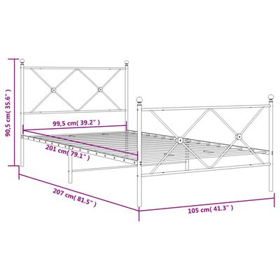 vidaXL Estructura cama sin colchón con estribo metal blanco 100x200 cm