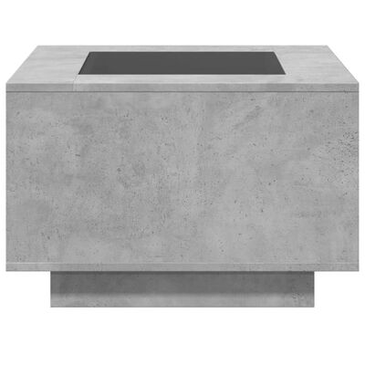 vidaXL Mesa de centro y LED madera ingeniería gris hormigón 60x60x40cm