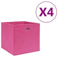 vidaXL Cajas de almacenaje 4 uds tela no tejida rosa 28x28x28 cm