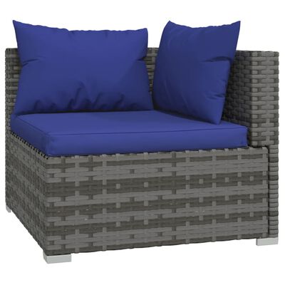 vidaXL Set de muebles de jardín 9 pzas y cojines ratán sintético gris