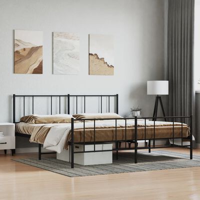 vidaXL Estructura cama sin colchón con estribo metal negro 180x200 cm