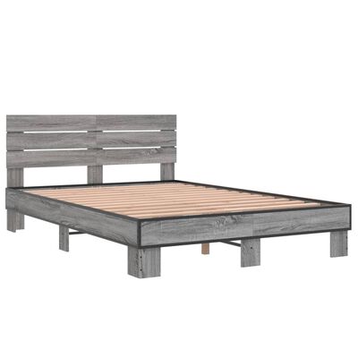 vidaXL Estructura cama madera ingeniería metal gris Sonoma 120x200 cm