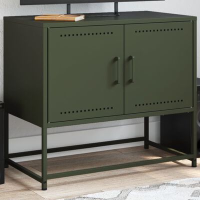 vidaXL Mueble para TV de acero verde oliva 68,5x39x60,5 cm