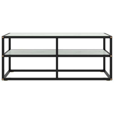 vidaXL Mueble para TV negro con vidrio de mármol blanco 100x40x40 cm