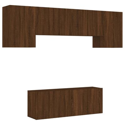 vidaXL Muebles de TV de pared 6 pzas madera de ingeniería marrón roble